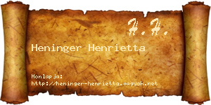 Heninger Henrietta névjegykártya